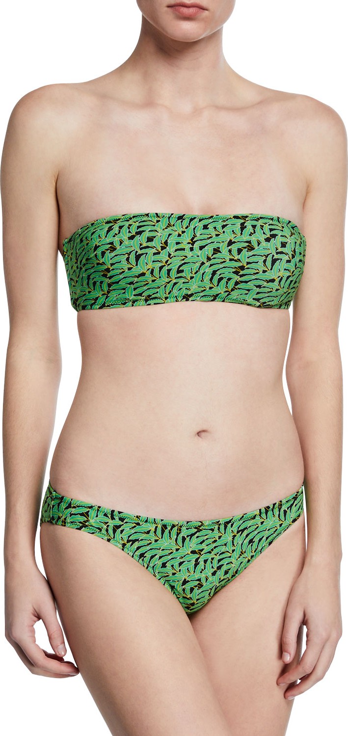 DIANE von FURSTENBERG Leaf-Print Straight Bandeau Bikini Top