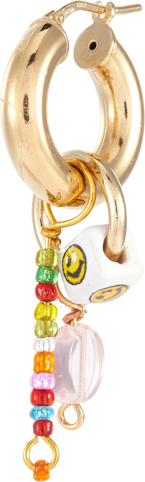 Gaviria Smiley crystal charm 18k gold plated silver earrings