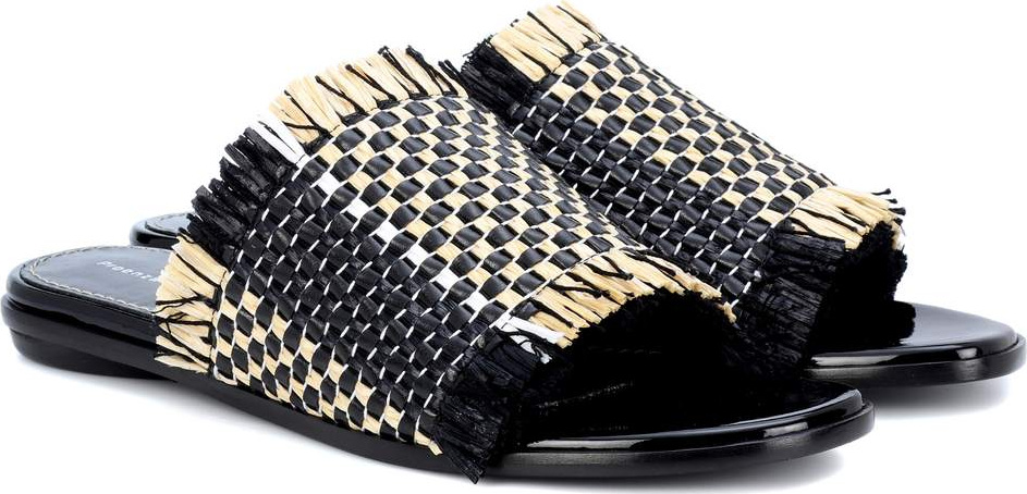 Proenza Schouler Woven leather and bast slides