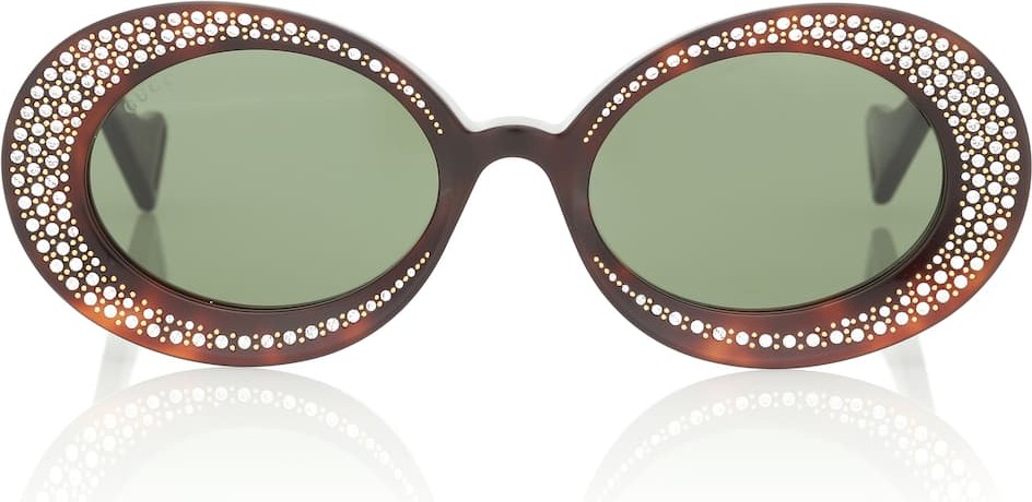 Gucci Crystal-embellished oval sunglasses