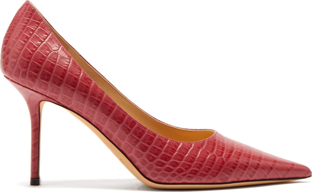 Jimmy Choo Love 85 crocodile-embossed leather pumps