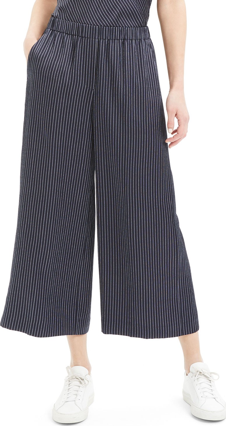 Theory Roaka Double-Stripe Wide-Leg Crop Pants