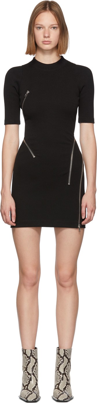 Alexander Wang Black Travelling Zip Rib Dress
