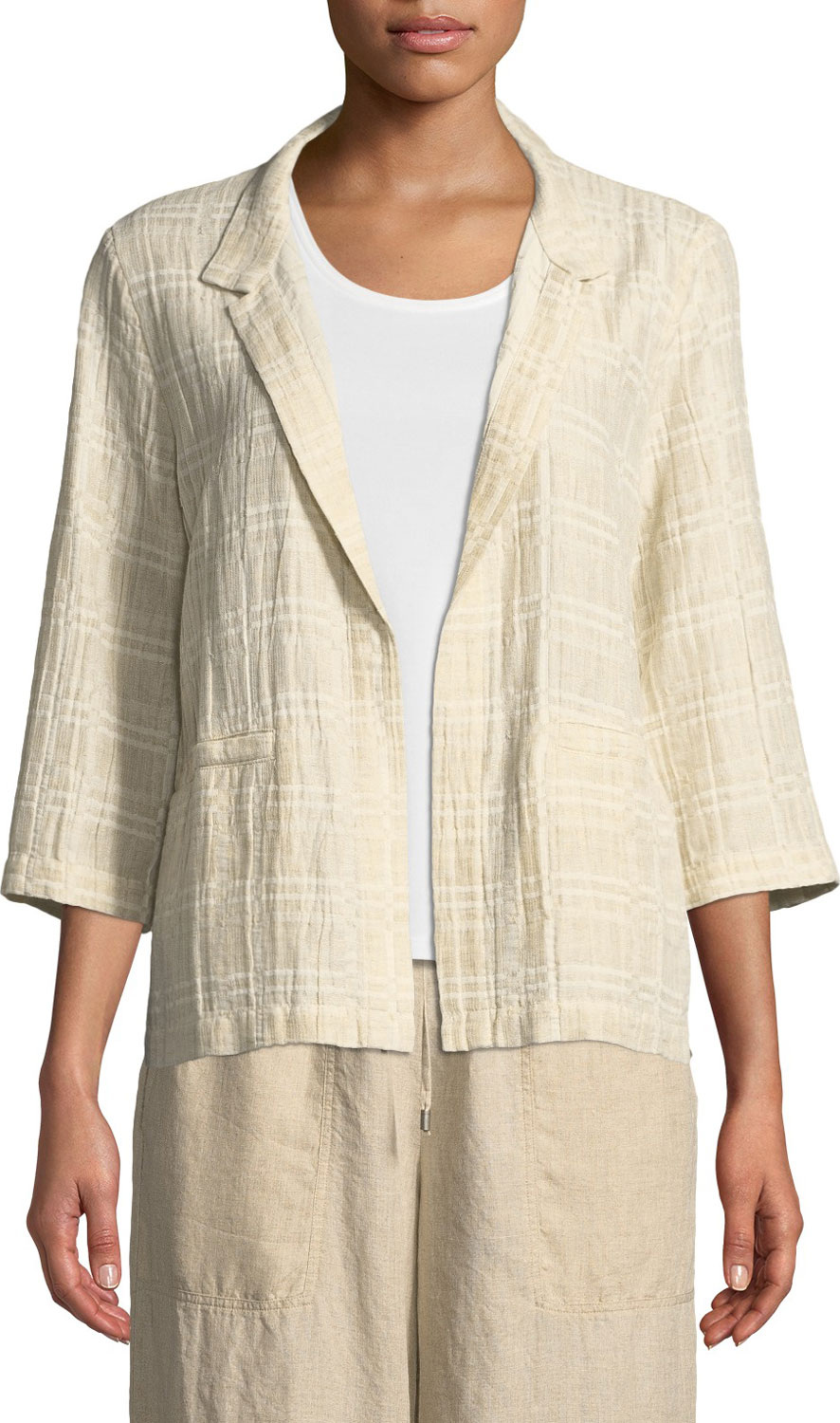 Eileen Fisher 3/4-Sleeve Division Jacquard Jacket
