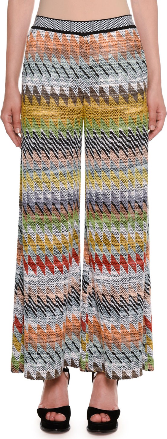 Missoni Rhombus Multi-Stripe Wide-Leg Crop Pants