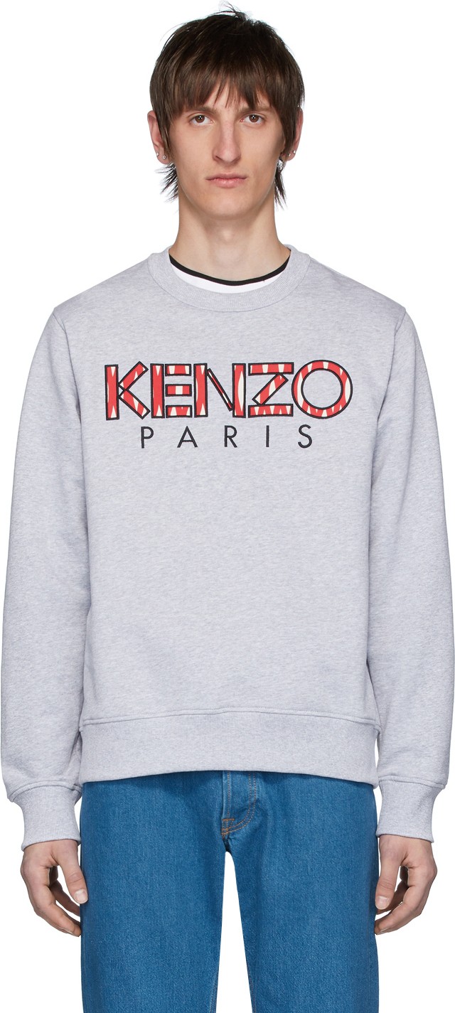 KENZO Grey Fishnet Logo Sweatshirt