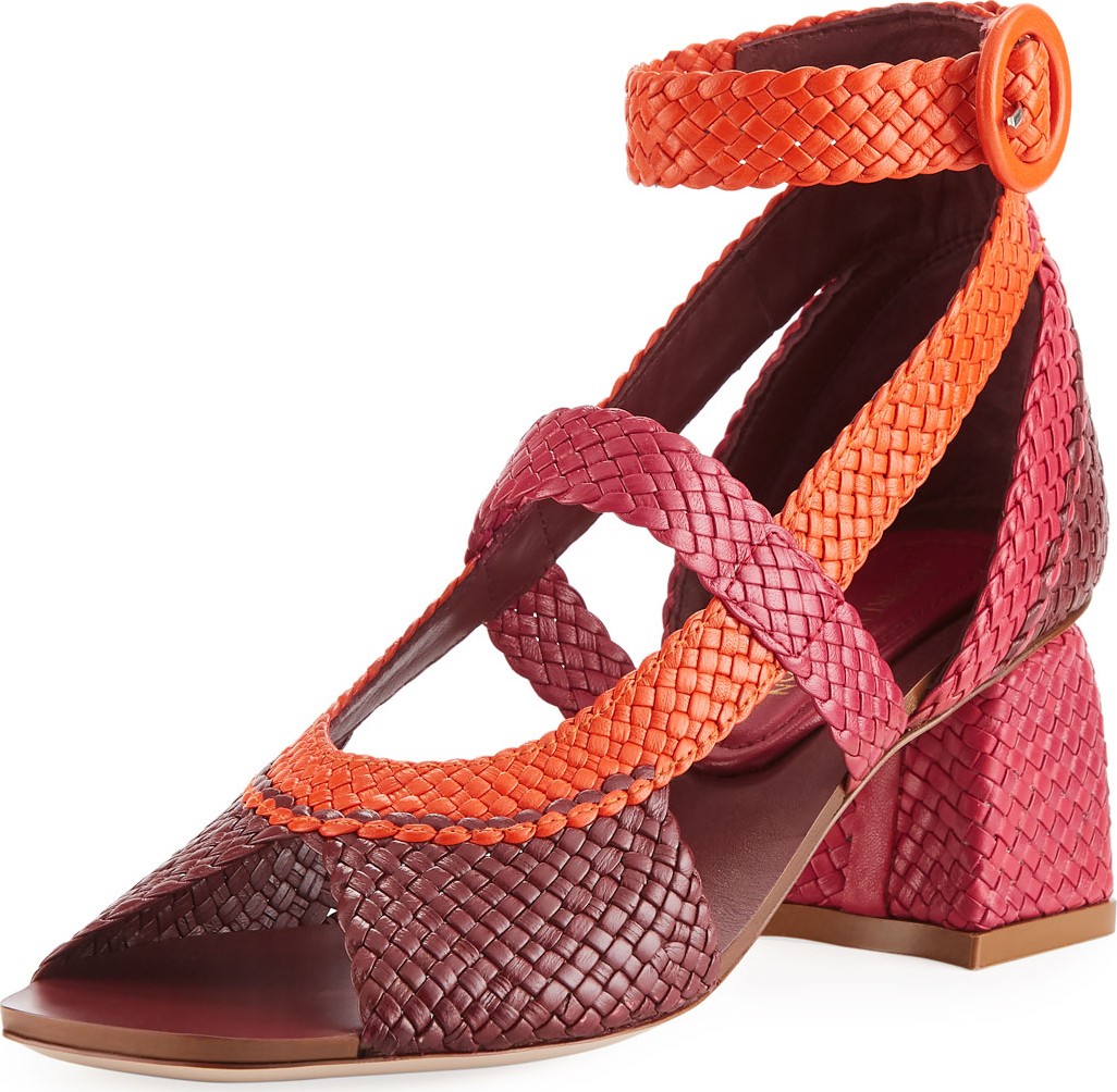 Stuart Weitzman Caprice Colorblock Woven Sandals