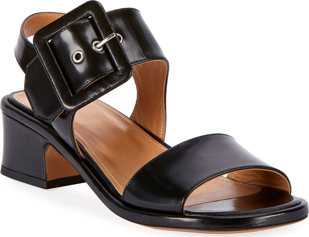 Dries Van Noten Shiny Leather Buckle Sandals