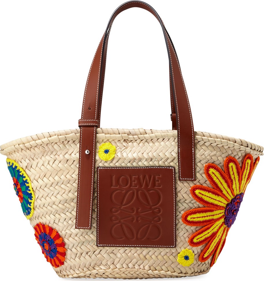 LOEWE Flowers Medium Woven Tote Bag