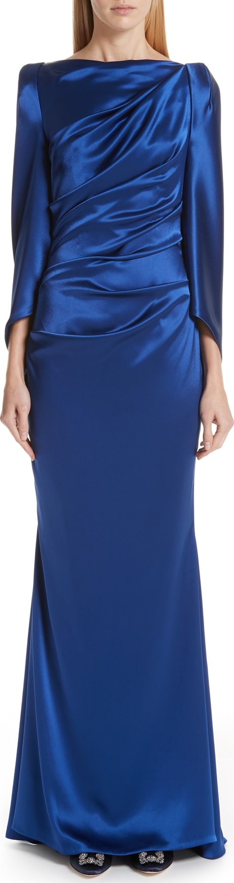 Talbot Runhof Drape Back Matte Crepe Gown