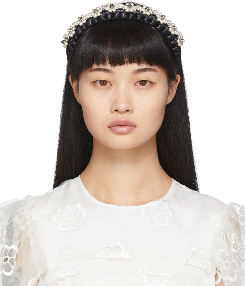 Simone Rocha Black Raffia Embellished Headband