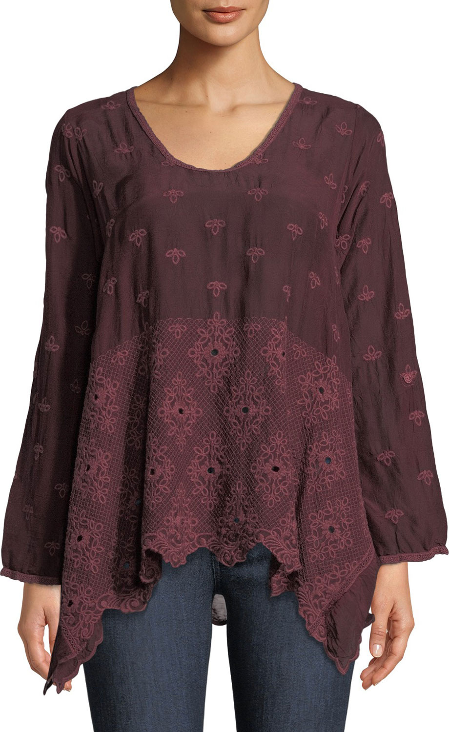 Johnny Was Dantel Flowy Tunic with Leaf Detail