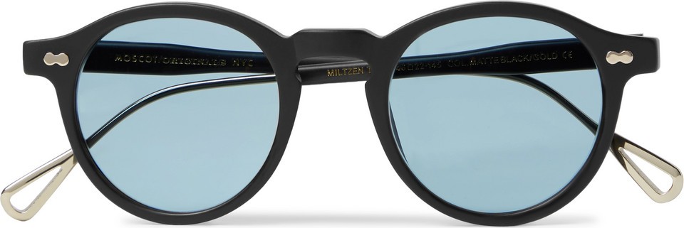 Moscot Miltzen-TT Round-Frame Matte-Acetate and Gold-Tone Sunglasses