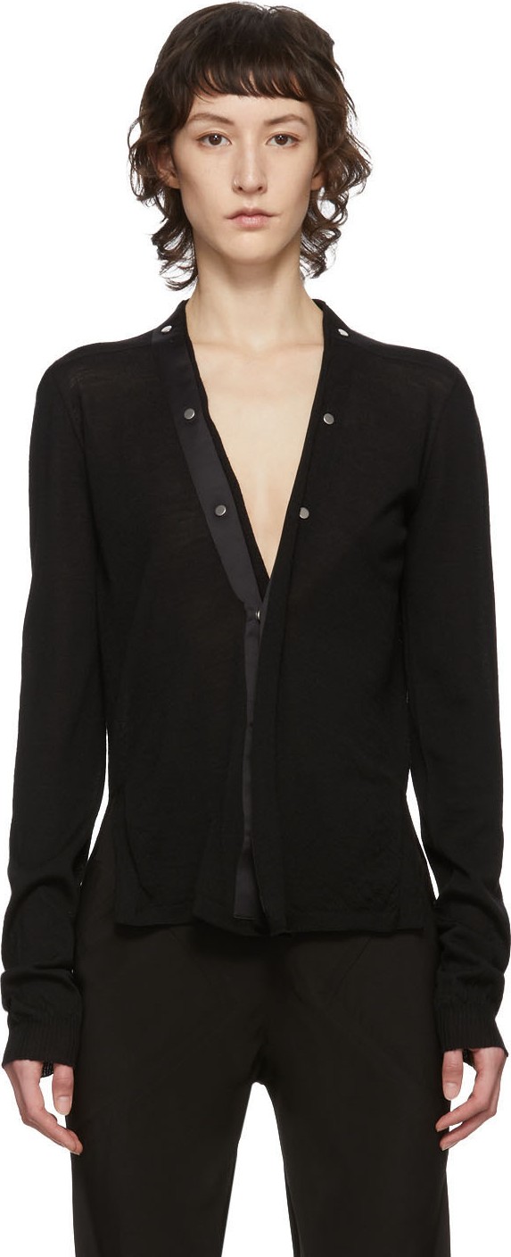 Rick Owens Black Snap Cardigan