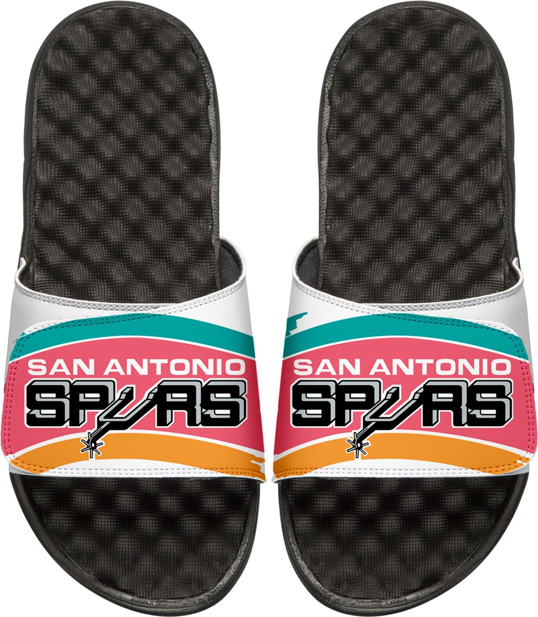 ISlide Men's NBA Hardwood Classics San Antonio Spurs Slide Sandals, White