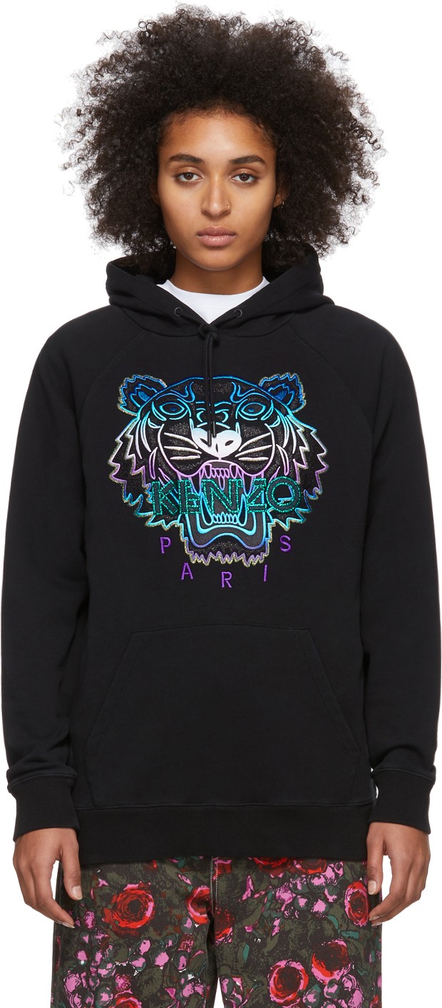 KENZO Black Limited Edition Holiday Classic Tiger Hoodie