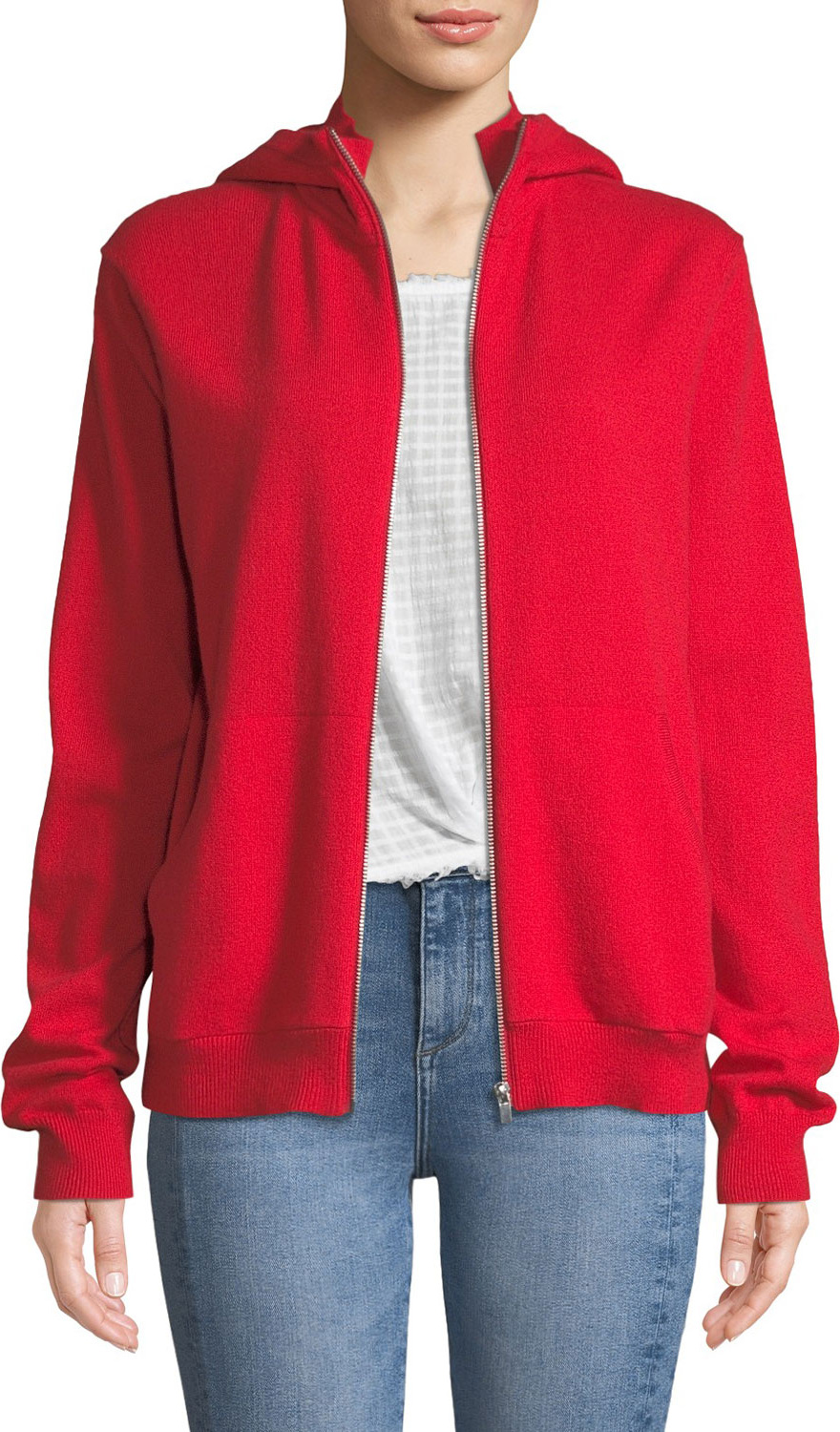 Helmut Lang Cashmere Zip-Front Hooded Sweater
