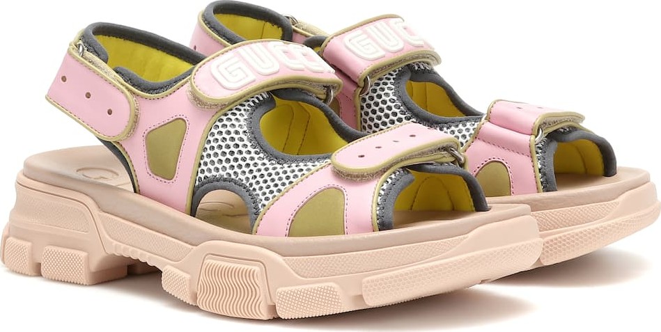 Gucci Aguru leather and mesh sandals