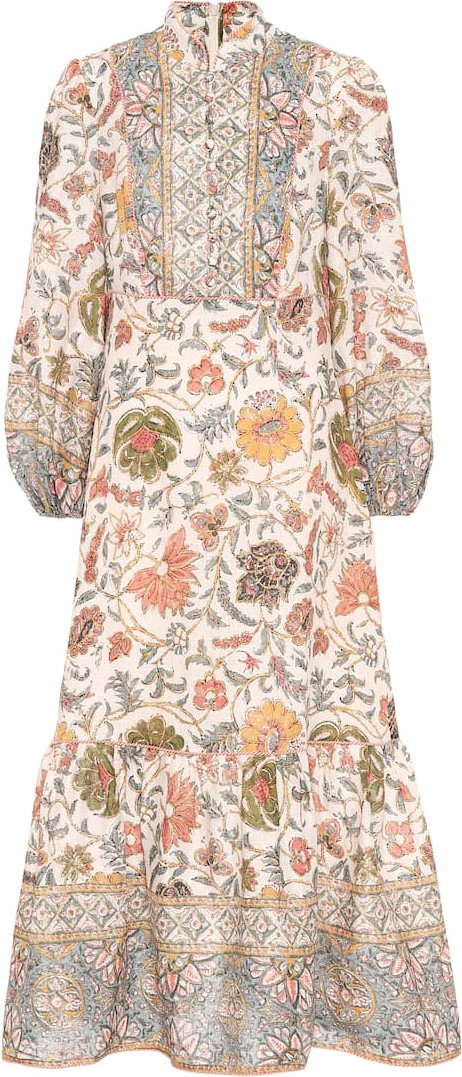 Zimmermann Edie printed linen midi dress