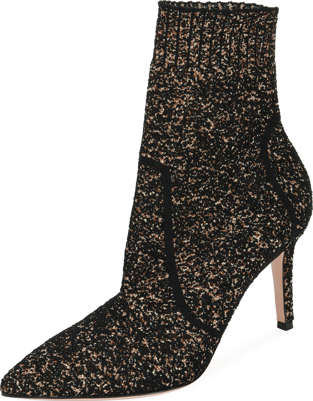 Gianvito Rossi Glitter Boucle Knit Pull-On Bootie