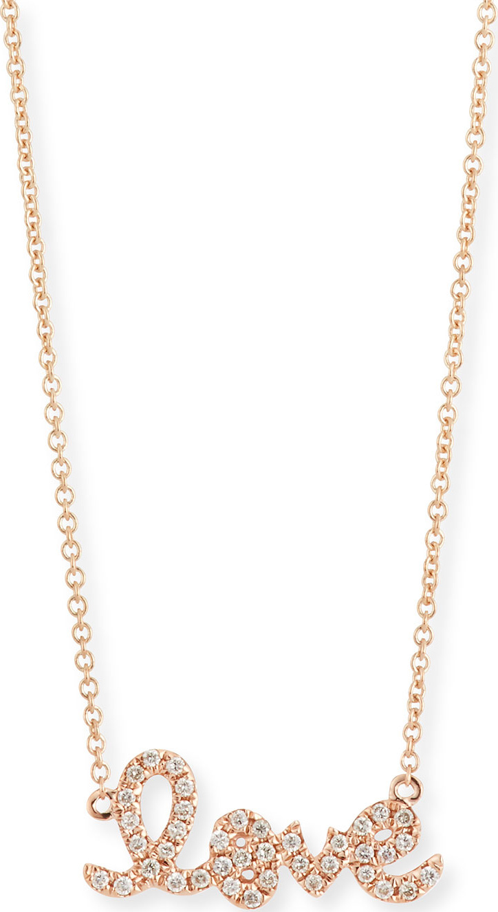 Sydney Evan 14k Rose Gold Diamond Love Pendant Necklace