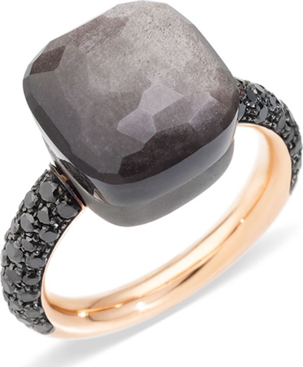 Pomellato NUDO 18k Rose Gold/Titanium Maxi Obsidian & Black Diamond Ring
