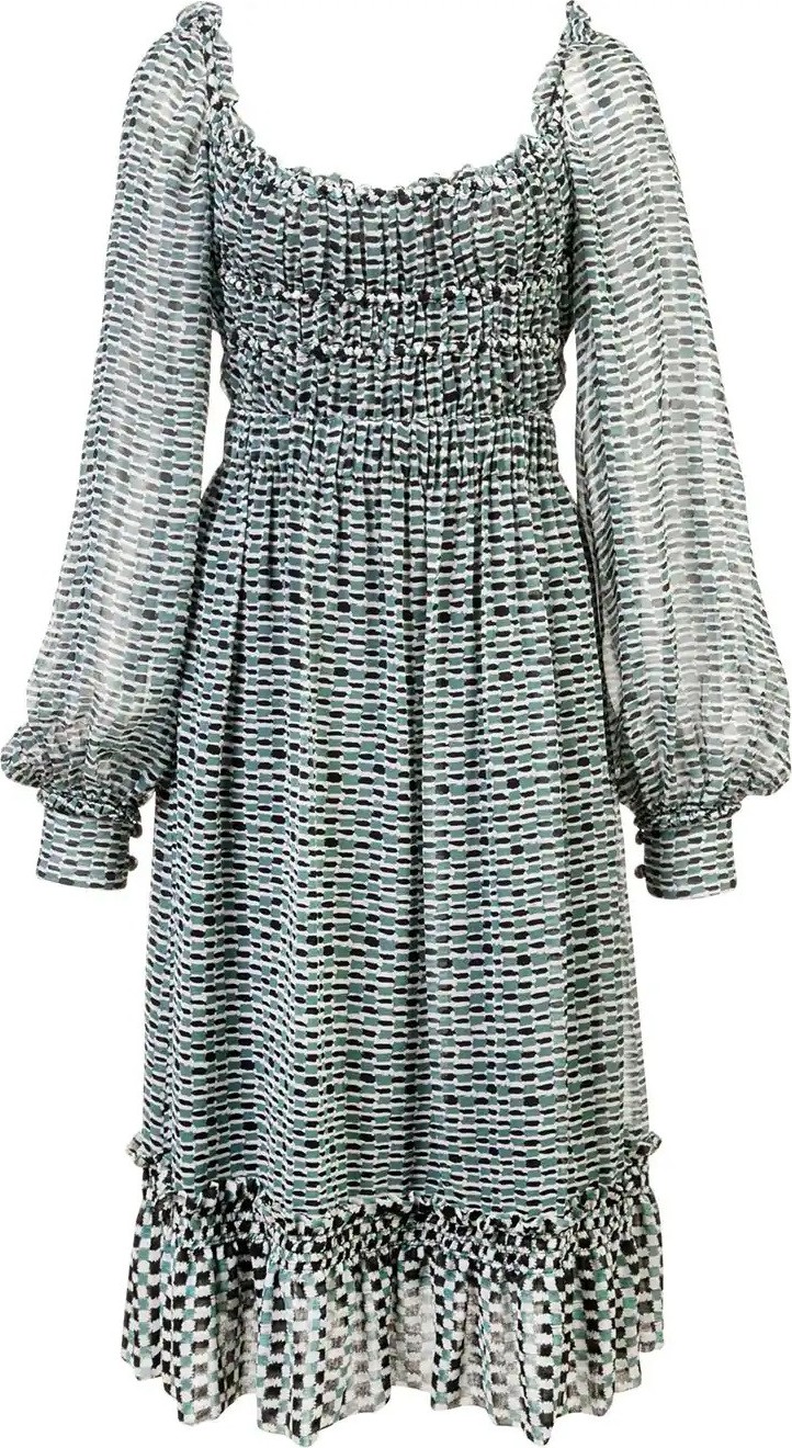 Proenza Schouler Crepe Chiffon Square Neck Dress