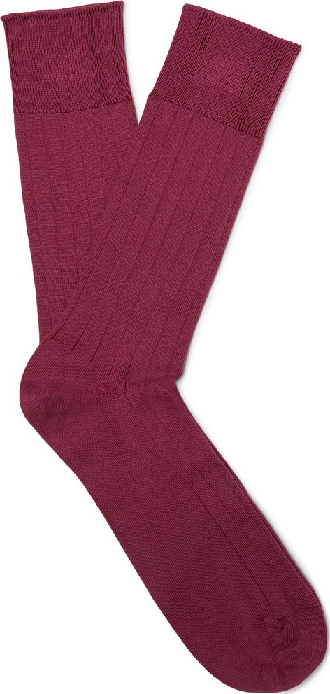 John Smedley Delta Ribbed Sea Island Cotton-Blend Socks