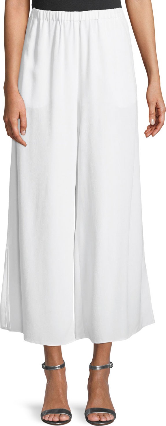 Eileen Fisher Crepe Wide-Leg Ankle Pants