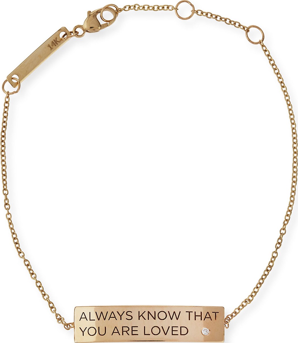 Zoe Chicco Always Know That You Are Loved 14K Gold ID Bracelet with Diamond