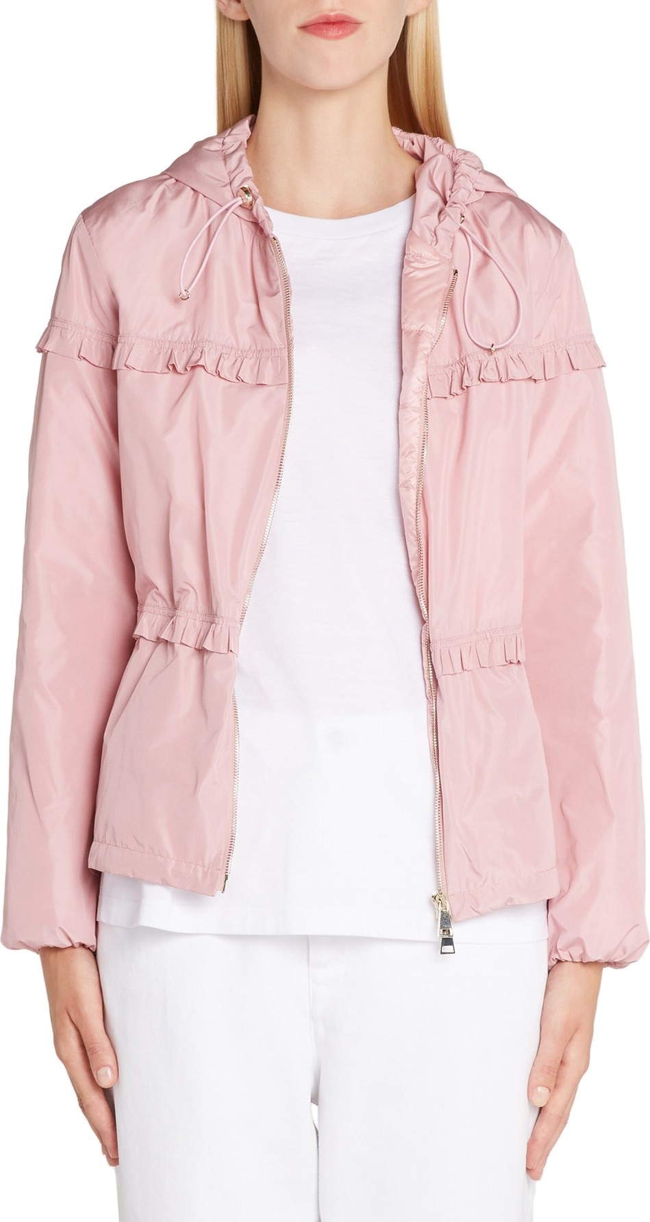 Moncler Prague Ruffle Trim Hooded Jacket