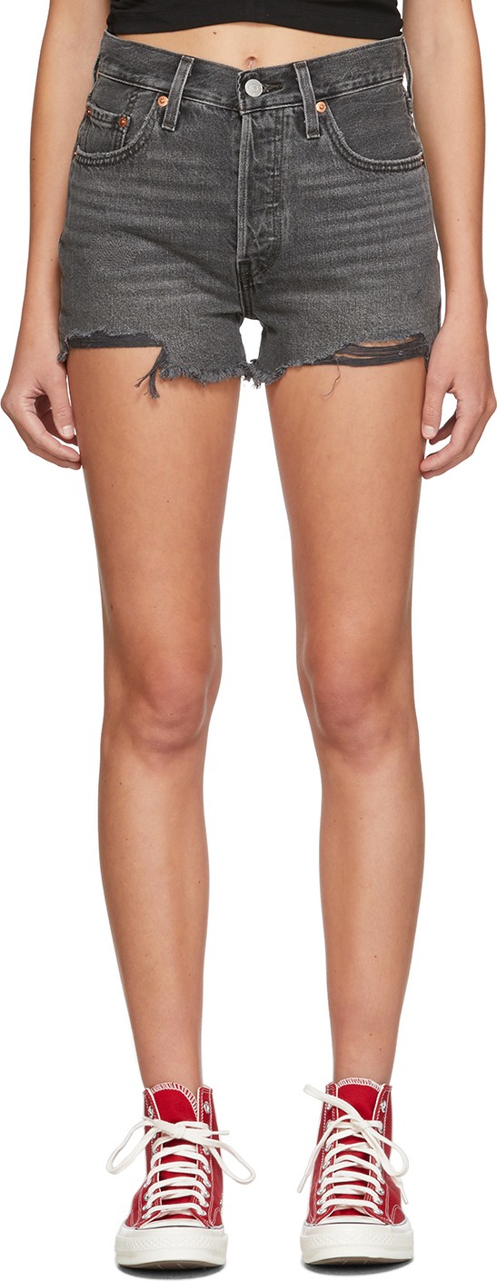 LEVI’S Grey Distressed 501 Original Shorts