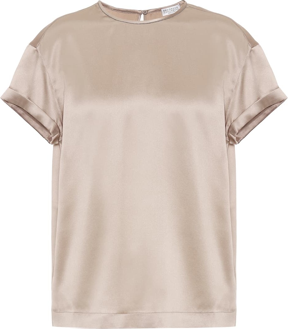 Brunello Cucinelli Stretch-silk satin top