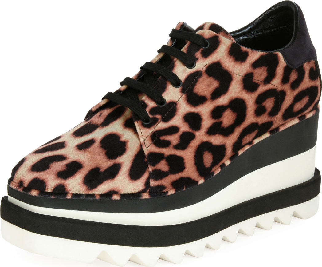 Stella McCartney Sneakelyse Leopard Wedge Sneaker