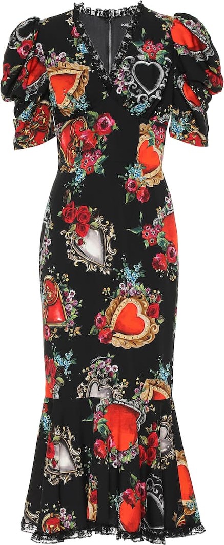 Dolce & Gabbana Printed silk-blend crêpe midi dress