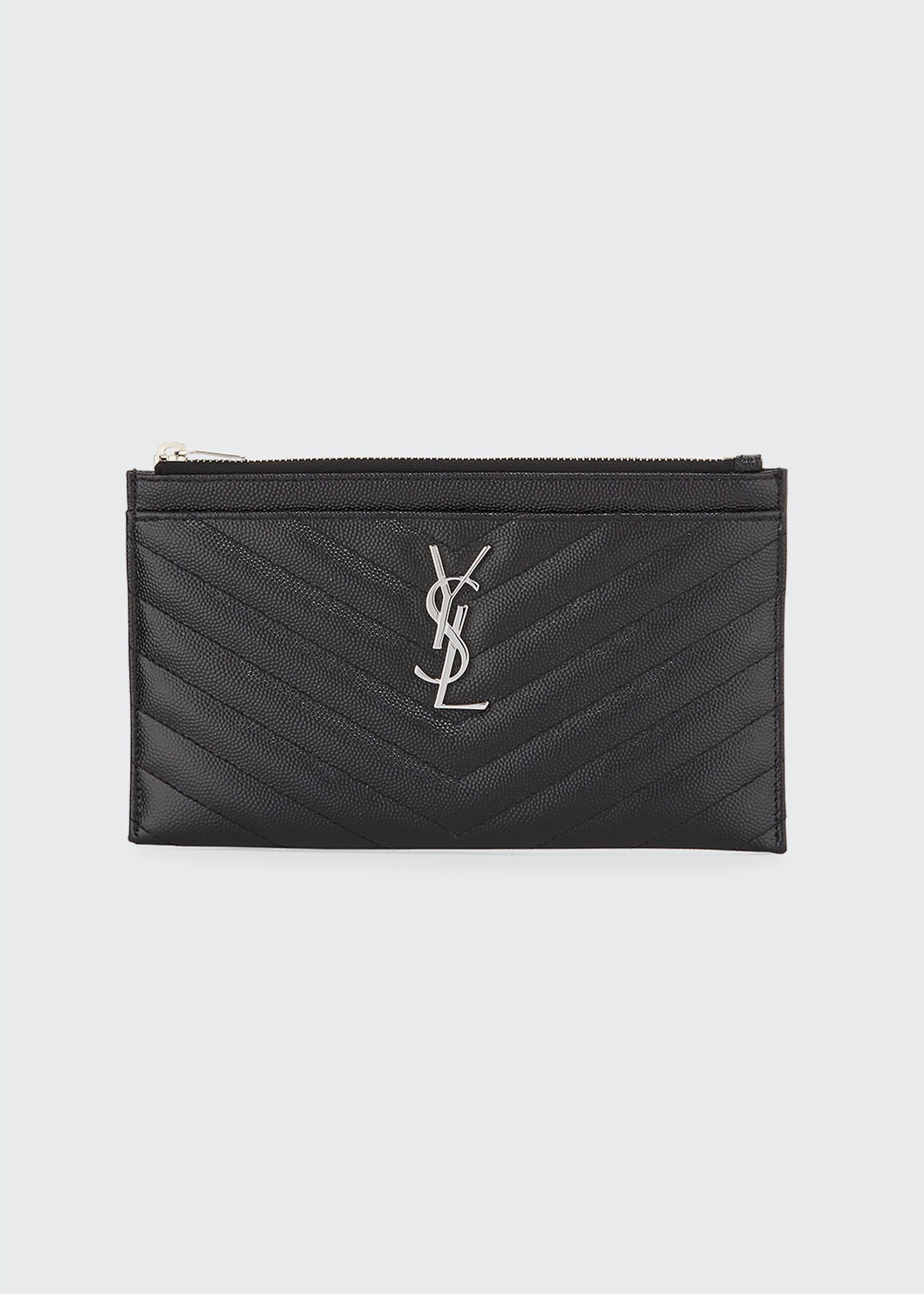 Saint Laurent YSL Monogram Chevron Quilted Pouch Bag/Wallet