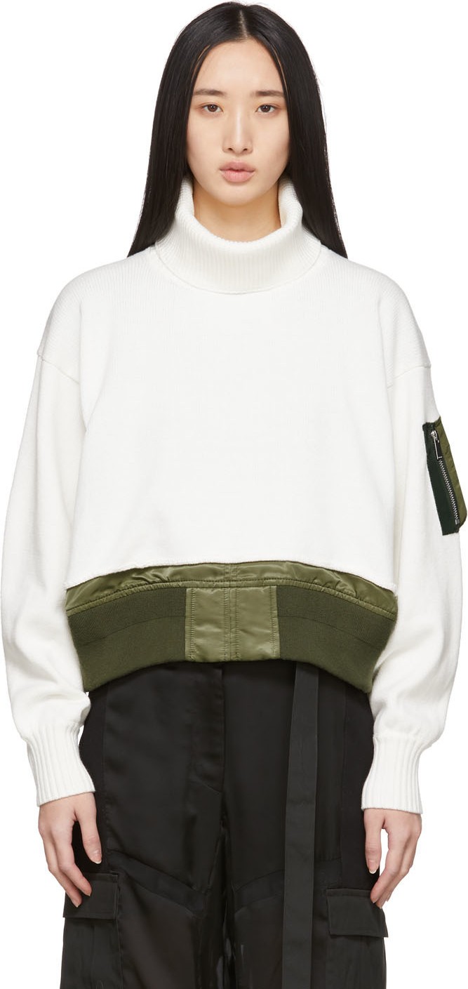 Sacai Off-White Knit Crop Sweater