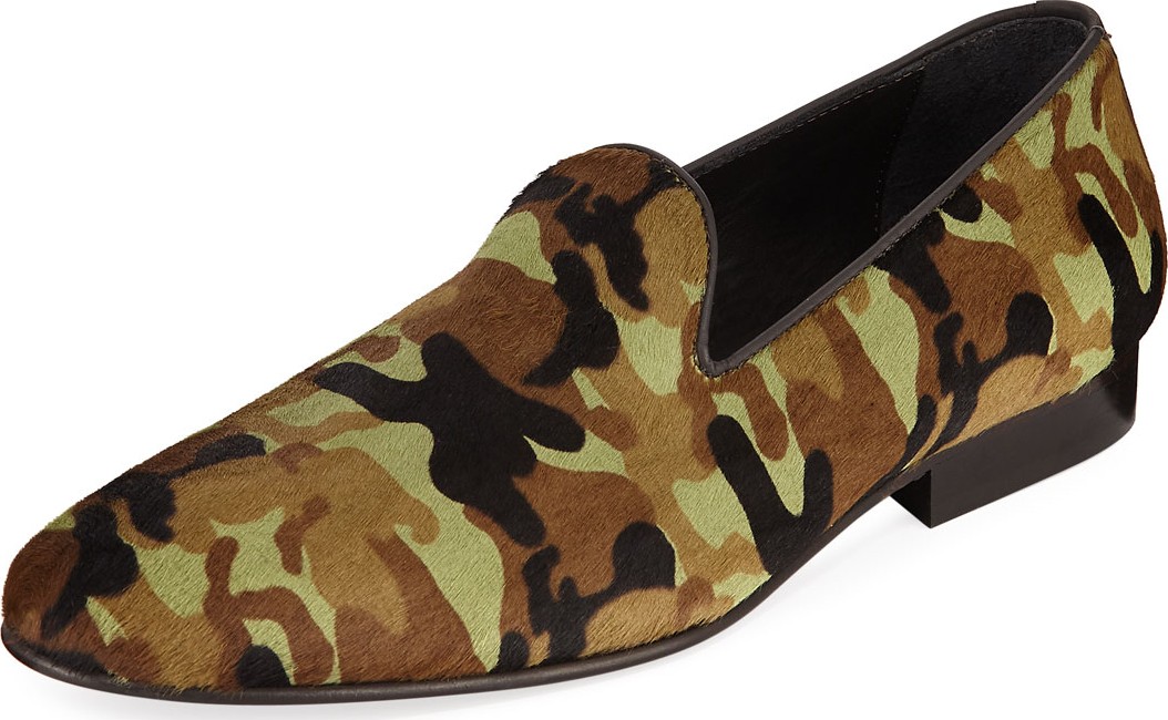 Donald J Pliner Men's Premo Camo-Print Calf Hair Slip-On Loafers