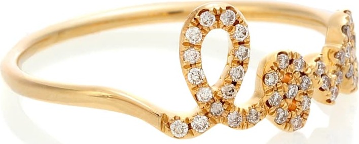 Sydney Evan Love 14kt gold and pavé diamond ring