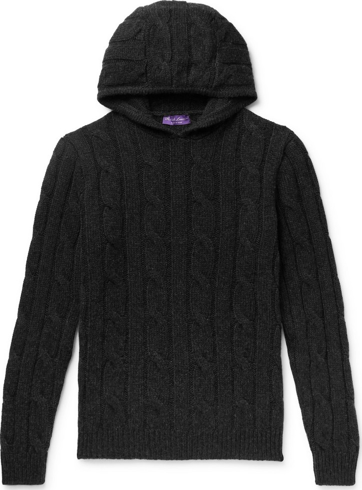 Ralph Lauren Purple Label Slim-Fit Cable-Knit Cashmere Hoodie