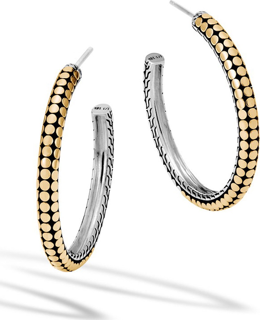 John Hardy Dot Gold & Silver Medium Hoop Earrings
