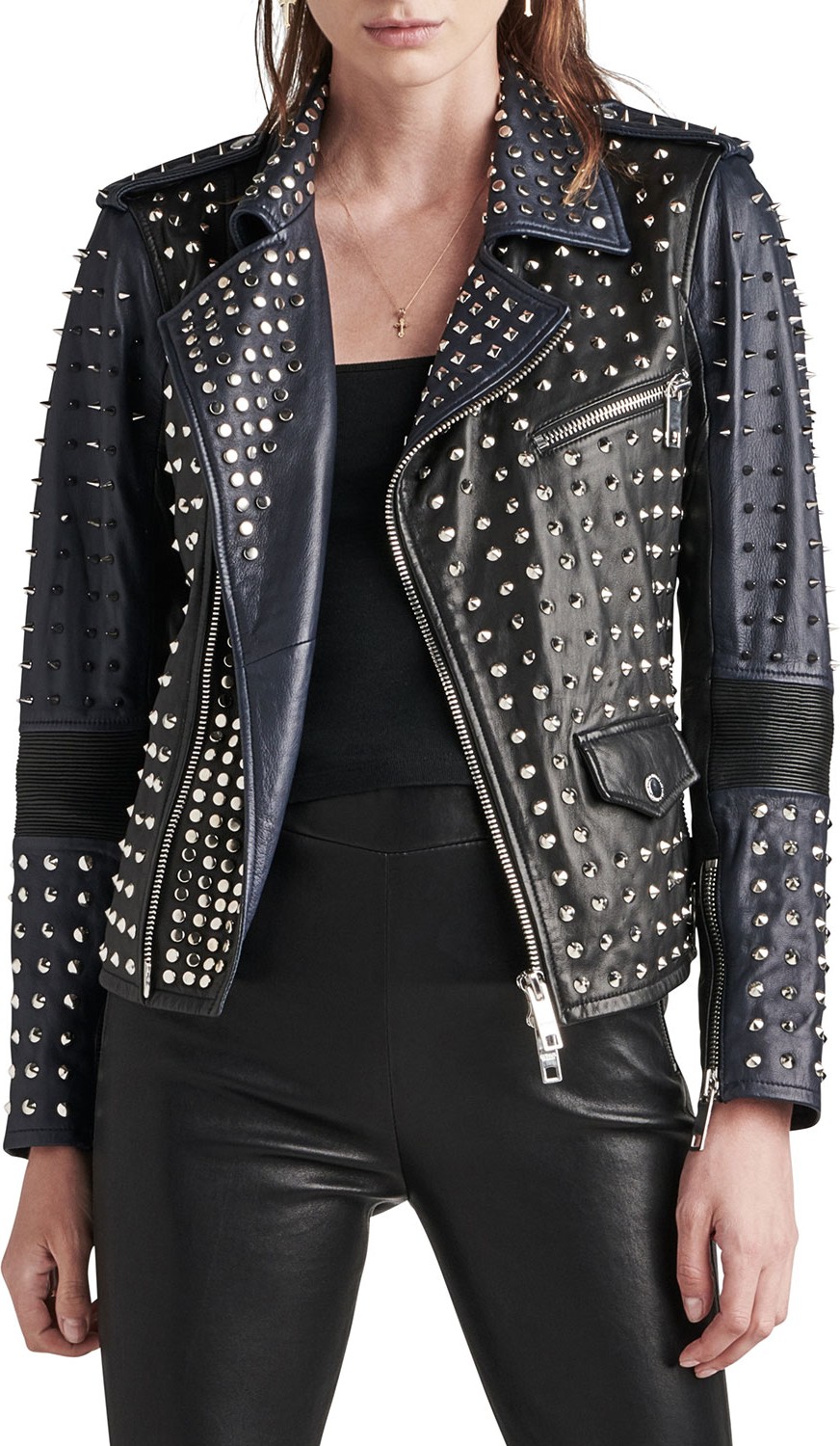 Hudson Studded Leather Biker Jacket