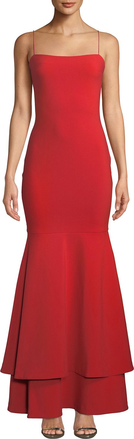 LIKELY Aurora Double-Flounce Hem Gown