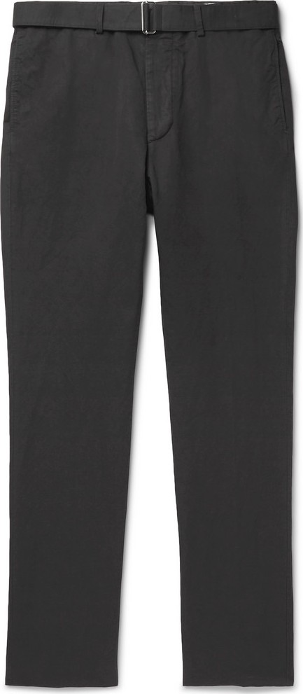 Officine Générale Charcoal Paul Tapered Garment-Dyed Cotton and Linen-Blend Trousers