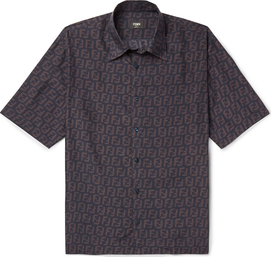 Fendi Logo-Print Silk Shirt