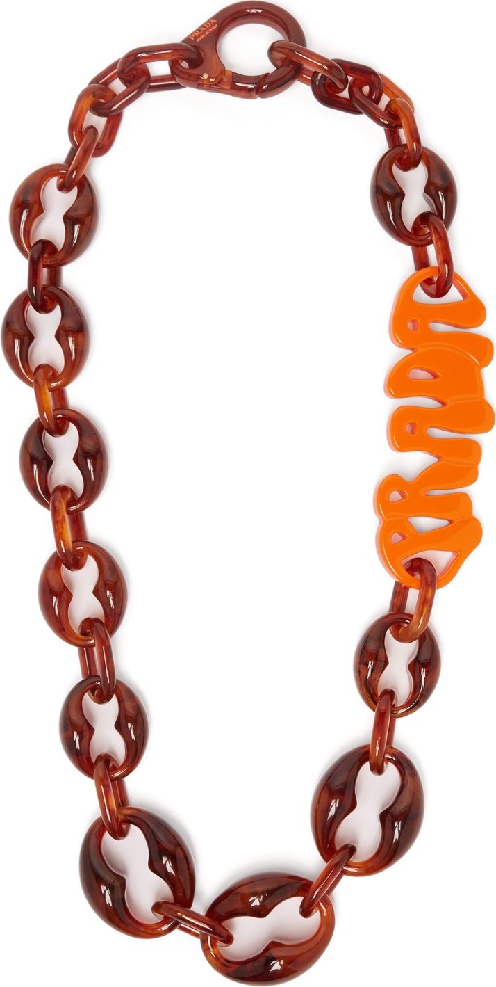 Prada Logo chain-link plexiglass necklace