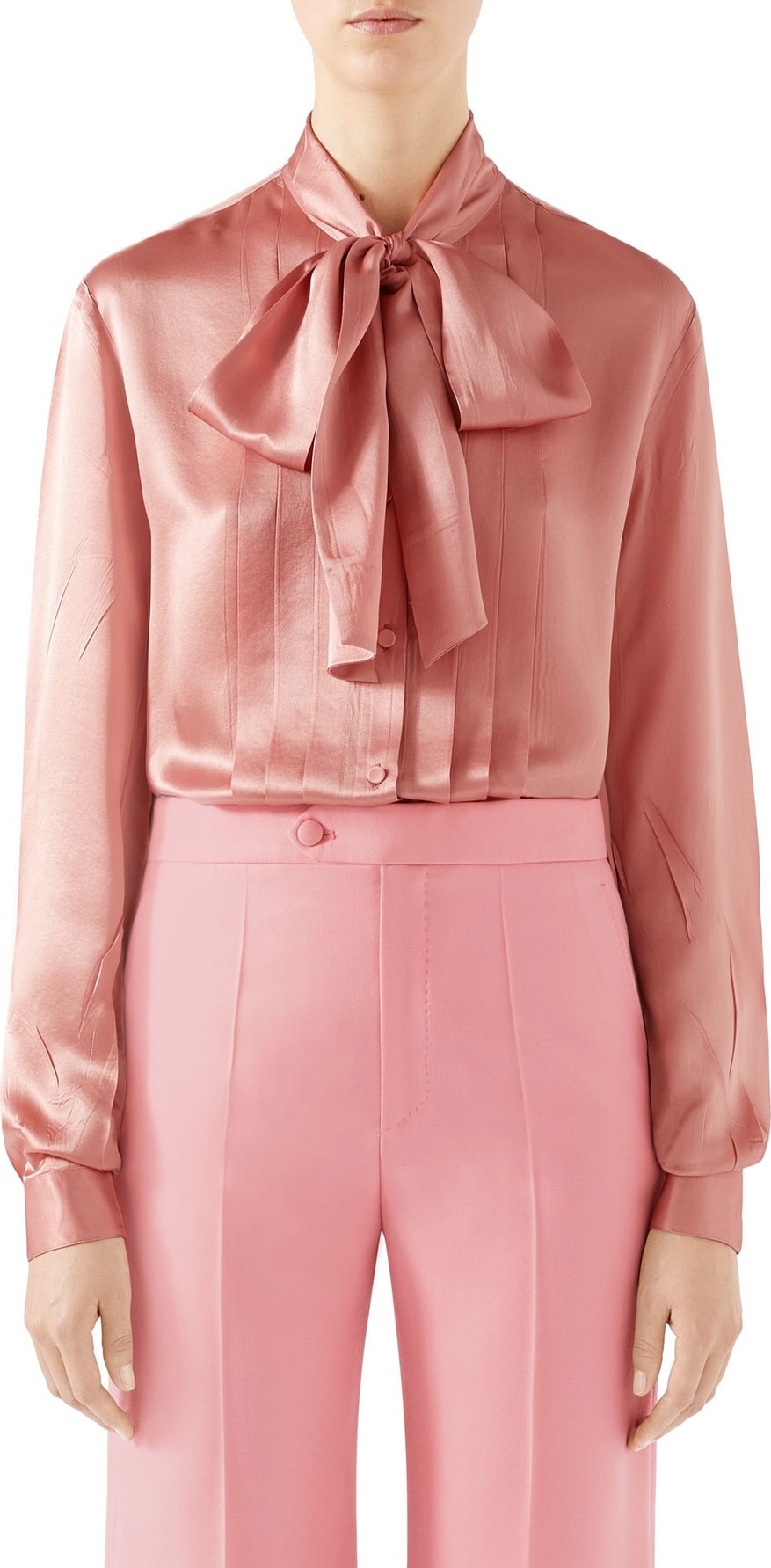 Gucci Silk Satin Bow Blouse