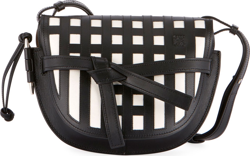 LOEWE Gate Small Grid Calf Leather/Suede Crossbody Bag
