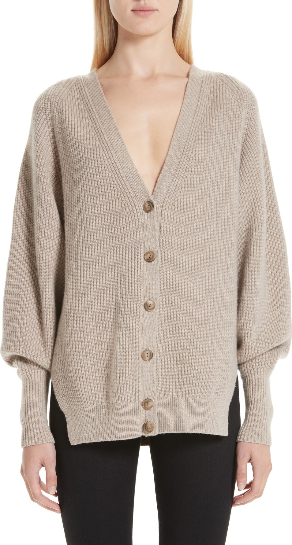 Alexander Wang Puff Sleeve Merino Wool & Cashmere Blend Cardigan