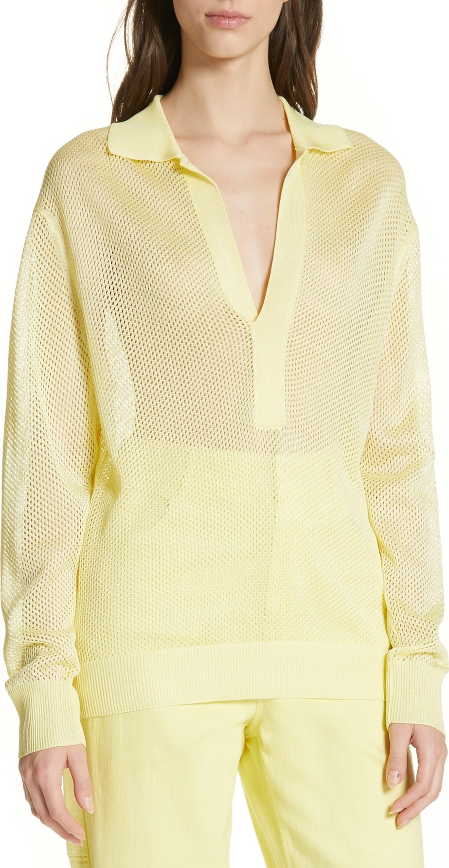 Tibi Crispy Viscose Blend Polo Sweater